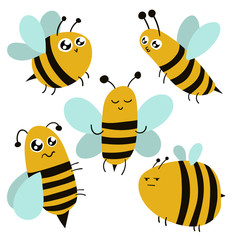 Cute, original honey bee cartoon characters