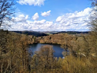 Fototapeta na wymiar Very natural view of the lake in Vulkaneifel Drei Maare Eifel Germany