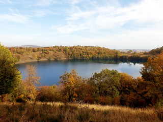 Very natural view of the lake in Vulkaneifel Drei Maare Eifel Germany