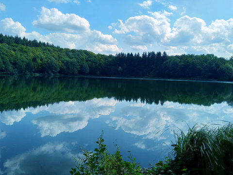 Very natural view of the lake in Vulkaneifel Drei Maare Eifel Germany