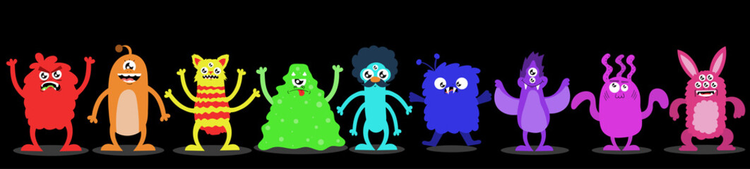 Cute monsters, halloween concept illustration