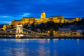 Royal Palace in Budapest at night