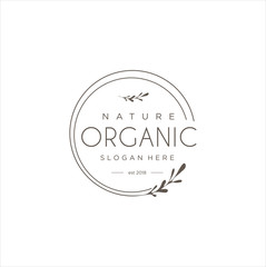 Organic Typography Label Vintage Logo Design Vector Stock