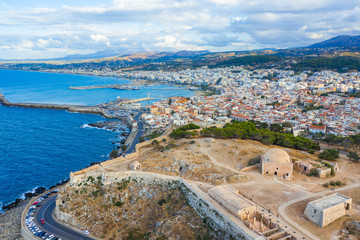 Rethimno city with the fortress of Fortezza, Crete, Greece.
