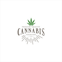 Obraz premium Medyczna marihuana ganja konopie konopne logo Vintage Retro Hipster Organic