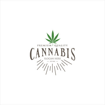 Medical Marijuana Ganja Cannabis Hemp Logo Vintage Retro Hipster Organic