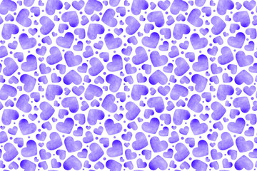 Seamless pattern of blue hearts on a white background. Seamless backdrop for design and decoration of packaging, covers, cards. Template for printing on fabric.
