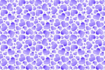 Seamless pattern of blue hearts on a white background. Seamless backdrop for design and decoration of packaging, covers, cards. Template for printing on fabric.