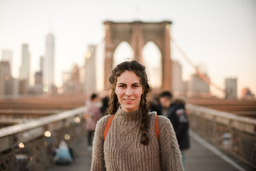 portrait of teenage girl on Brooklyn bridge
