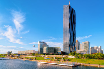 Glass Business office buildings architecture in Modern City in Vienna of Austria