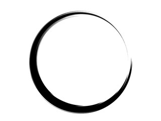 Grunge circle made with art brush.Grunge oval shape made of black paint.Grunge marking element.