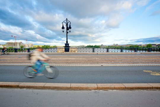 The Pont de Pierre, or stone bridge in Bordeaux, France