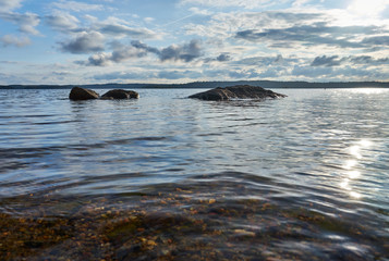 big rocks in the lake