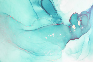 Abstract created using the technique of Alcohol ink. Macro photography of the smallest details of a...