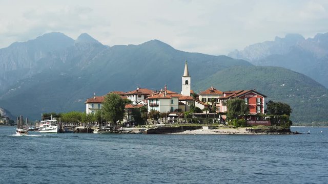 Approaching Isola Superiore dei Pescatori on Lake Maggiore aboard a local boat