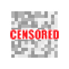 Censored in red and black ink stamps. Censored pixel sign.