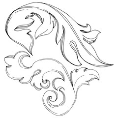 Vector Golden Monogram floral ornament. Black and white engraved ink art. Isolated ornaments illustration element.