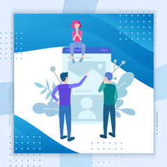 Social media marketing banner. For business management service landing page, promotion site