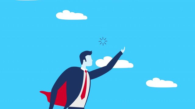 businessman worker with hero flying