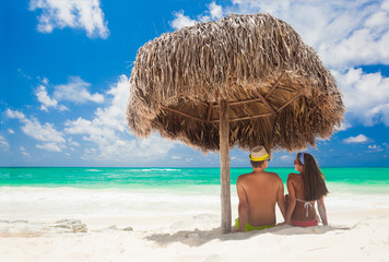 Couple on a tropical beach at Cayo Largo, Cuba