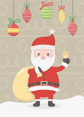 santa with bag waving bell celebration merry christmas poster
