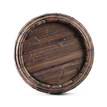 Wooden barrel isolated on white background. Clipping path included. 