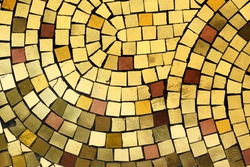 Wall covering golden mosaic (close-up)