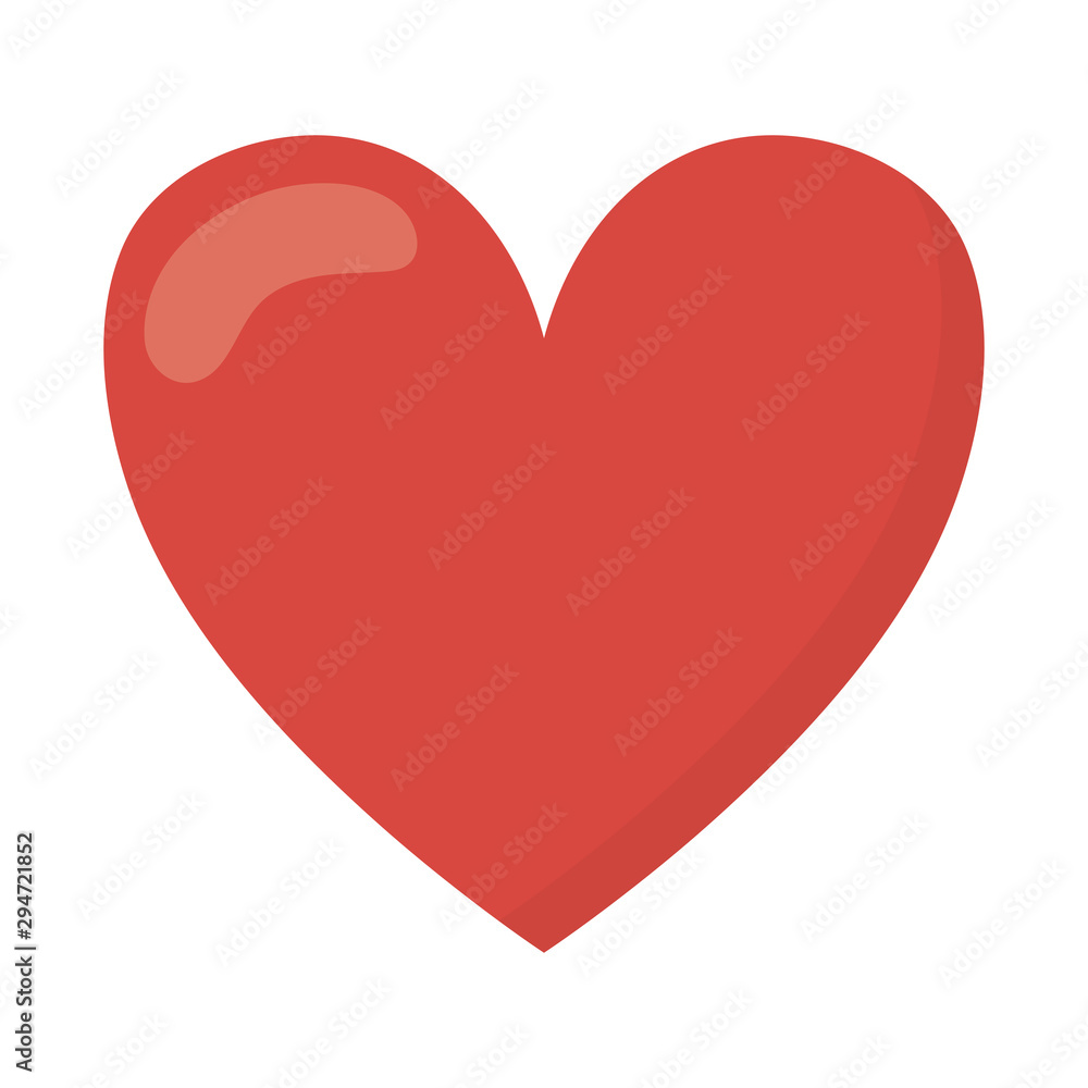 Poster red love heart white background