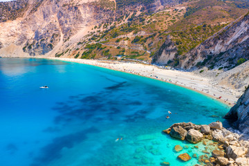 Famous Myrtos beach in Kefalonia island, Greece.