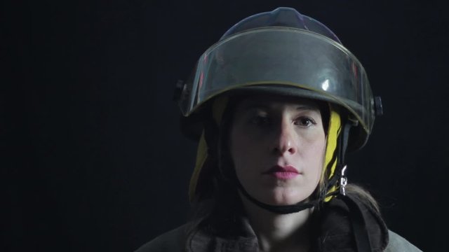 Firefighter looking at the camera