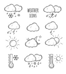 Forecast weather simple icons set