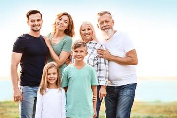 Portrait of big family in park