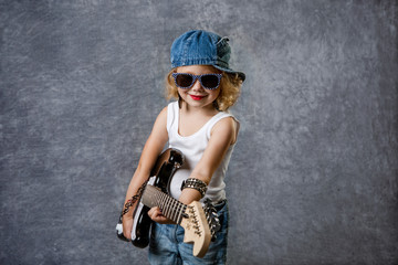 Rock girl with guitar	