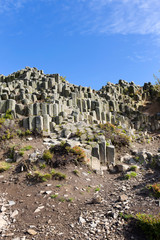 Basalt columnar separation - Basalt organ - in Panska Skala, Kamenicky Senov, hexagonal or...