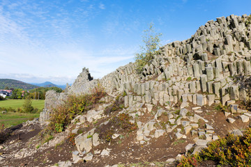 Basalt columnar separation - Basalt organ - in Panska Skala, Kamenicky Senov, hexagonal or...