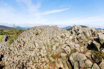 Basalt columnar separation - Basalt organ - in Panska Skala, Kamenicky Senov, hexagonal or...