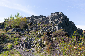 Basalt columnar separation - Basalt organ - in Panska Skala, Kamenicky Senov, hexagonal or...