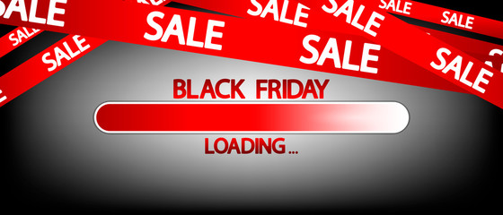 Black Friday Sale, progress loading bar design template, vector illustration
