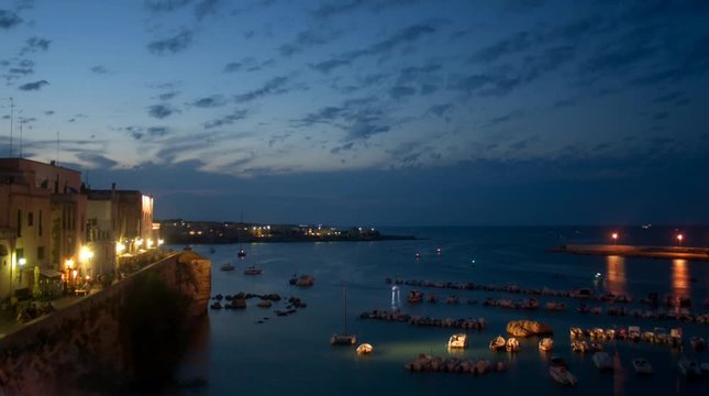 Cinemagraph. night view of seaport at Otranto, southern Italy