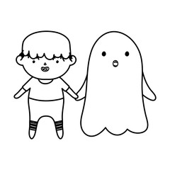 monster and ghost costume kids trick or treat happy halloweenline design