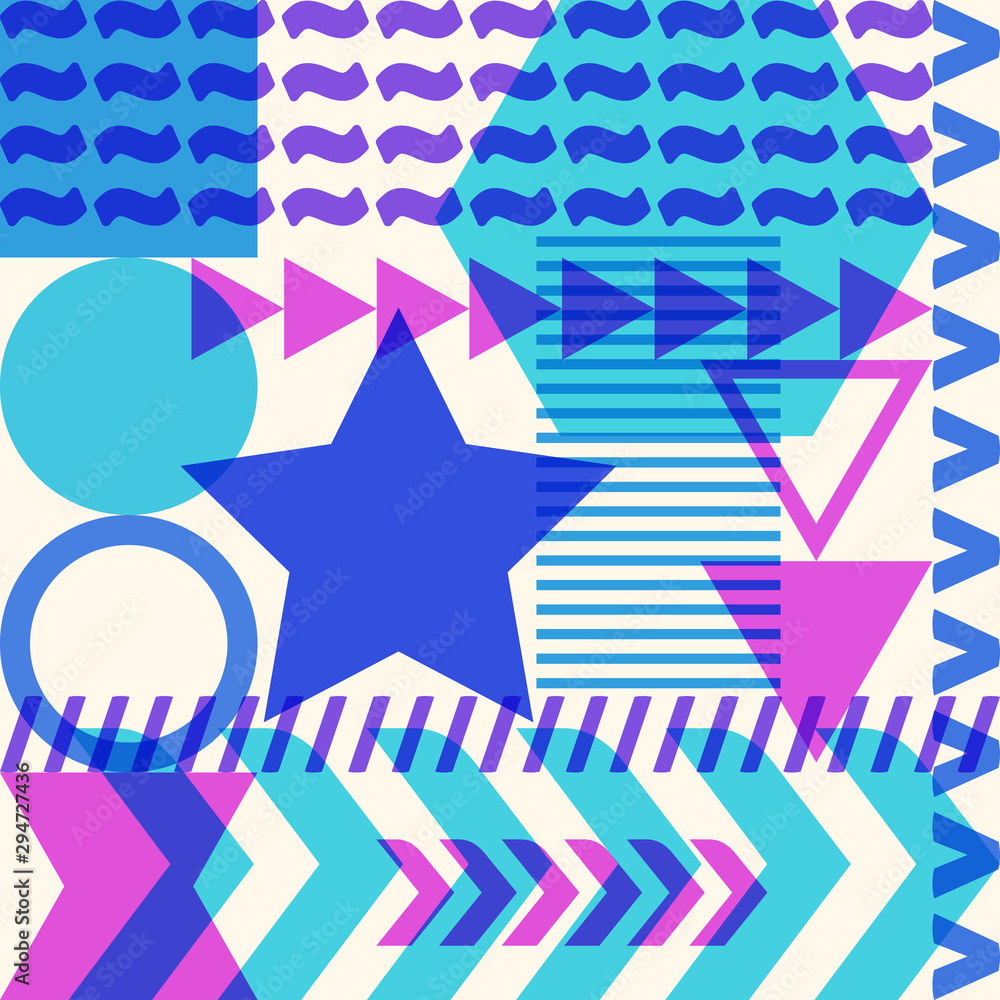 Poster Overlay of simple geometric shapes. Vector graphics