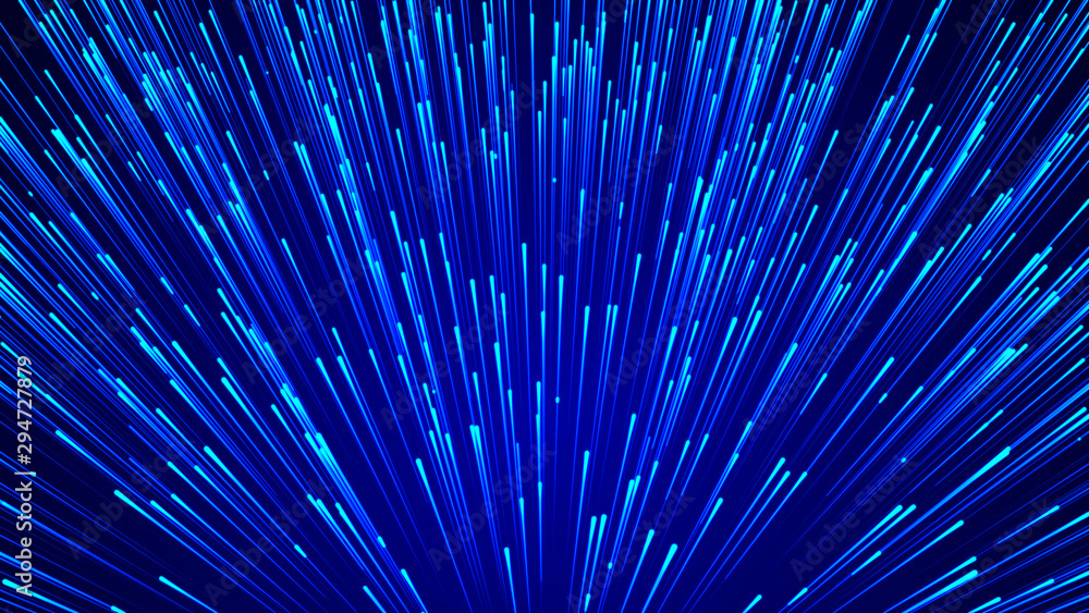 Aufkleber Abstract blue circular speed background. Starburst dynamic lines pattern. Abstract data flow background. 3D rendering.