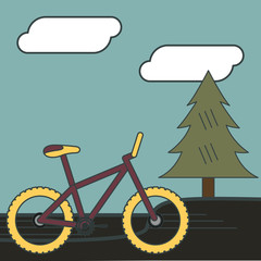 Bicycle over a natural landscape - Vector illustration