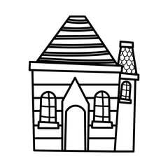 house wooden rural architecture icon line design