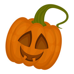 Scary halloween pumpkin on a white background - Vector