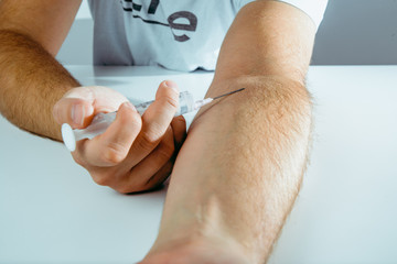 Injecting drugs, narcotics. The concept of drug and drug addiction. Problems with addiction,...