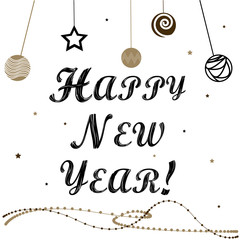 Obraz premium Happy New Year Lettering. Postcard vector 