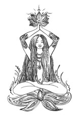 Pretty girl meditating in lotus pose