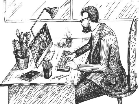 Male business character at work