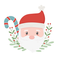santa face candy cane branches celebration merry christmas